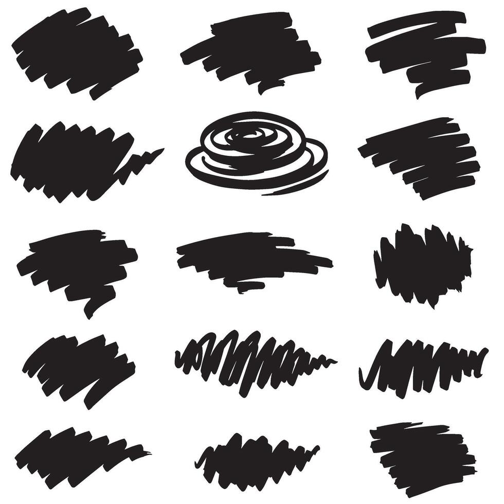 Paint stroke silhouette ornament design bundle set with hand drawn elements for creative projects vector