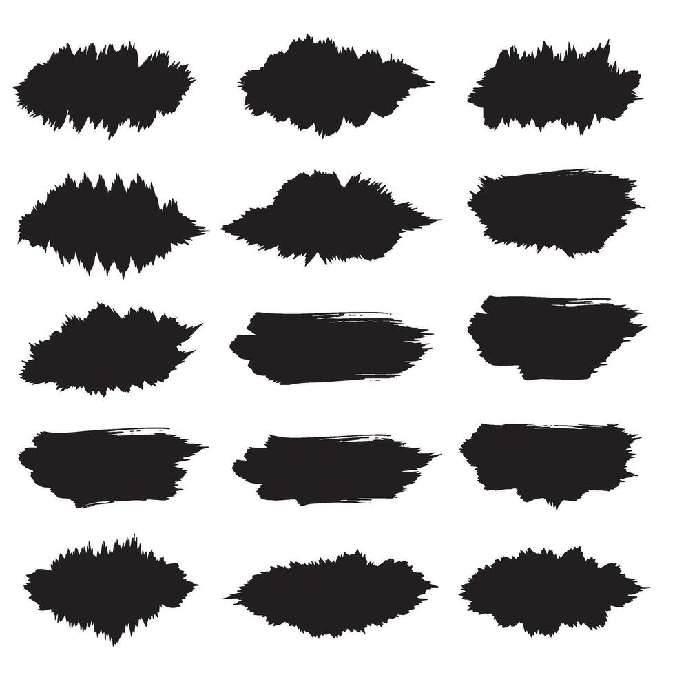Hand drawn brush stroke and silhouette ornament bundle set for craft design and illustration projects vector