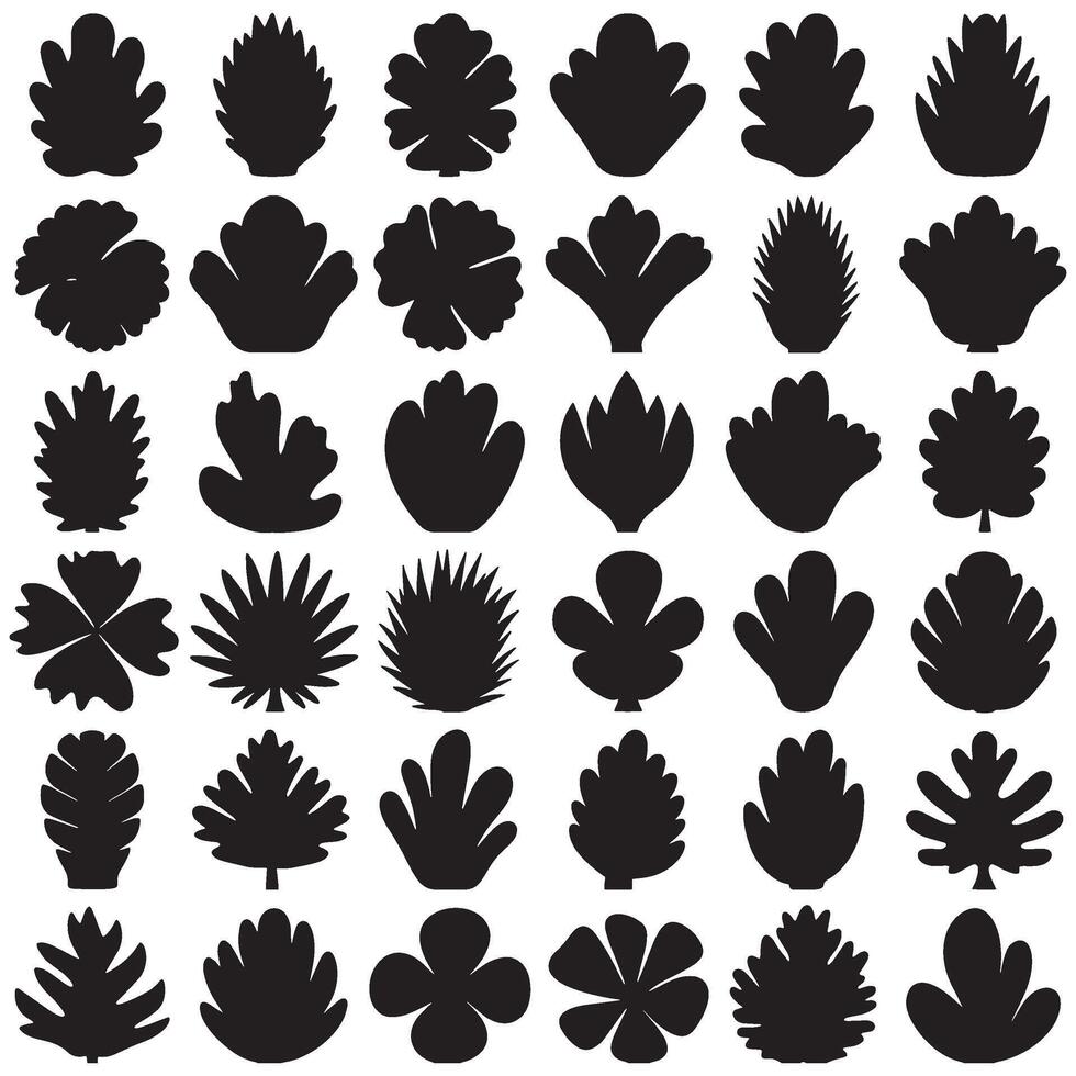 Aesthetic grid layout of abstract silhouette shape elements bundle for posters and identity vector