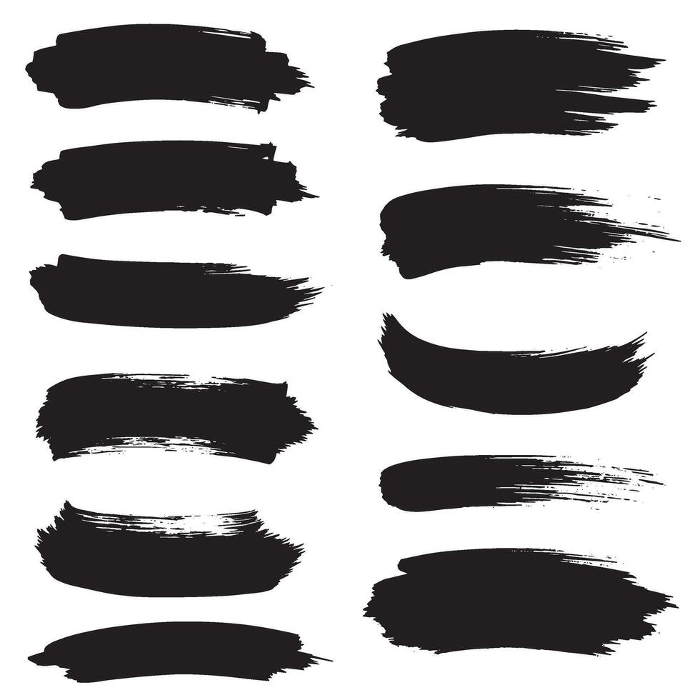 Hand drawn ornament brush stroke decoration bundle in silhouette for minimal and artistic projects vector