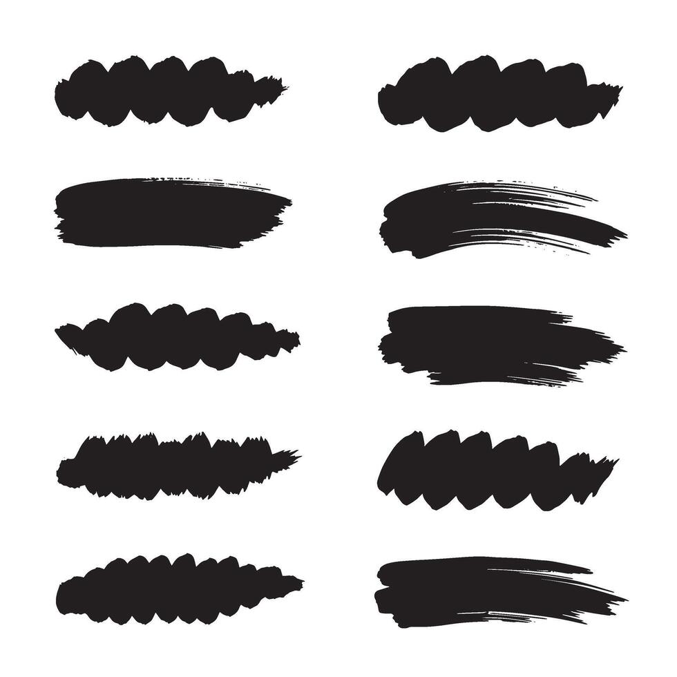 Decorative brush stroke silhouette set of hand drawn elements for modern art design and packaging vector