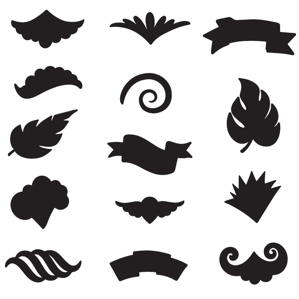 Decorative swill ornament set in silhouette featuring hand drawn elegant bundle elements vector