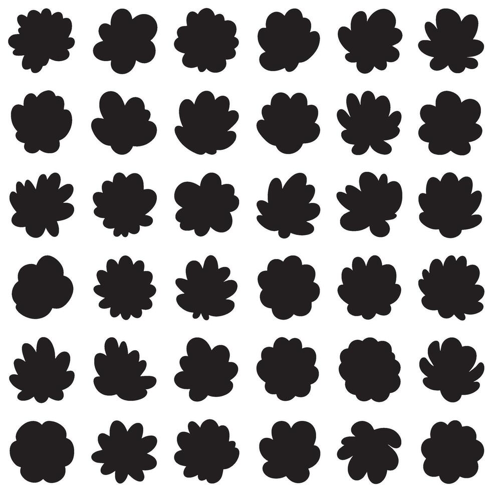 Abstract shape design set in silhouette with structured grid layout for digital graphic art vector