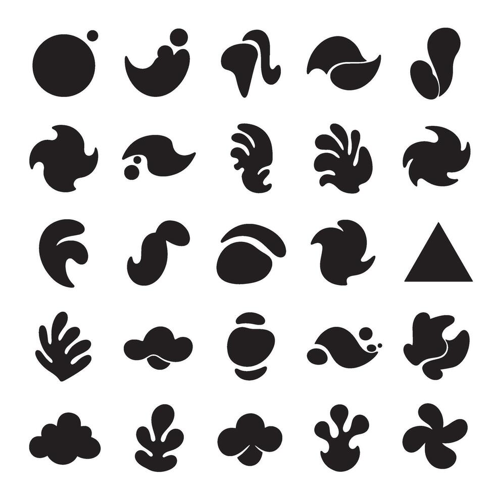 Abstract silhouette shapes bundle arranged in structured grid perfect for decorative artwork vector