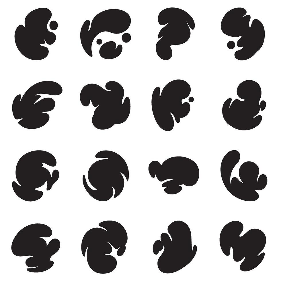 Modern grid of abstract shape elements in silhouette set perfect for branding and illustration vector