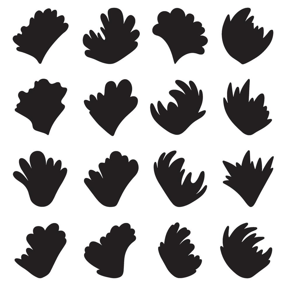 Grid layout of silhouette abstract shapes bundle for branding posters templates and design vector