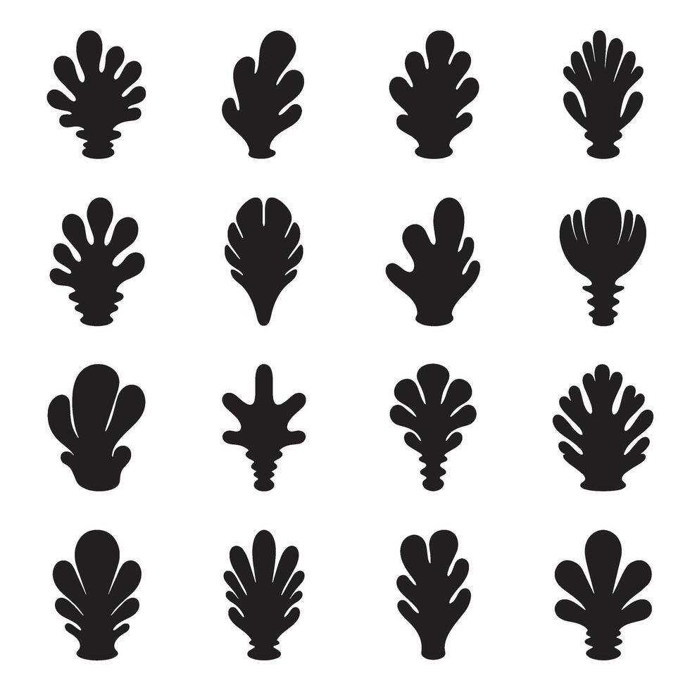Creative grid layout of abstract silhouette shape elements in a minimal design bundle set vector