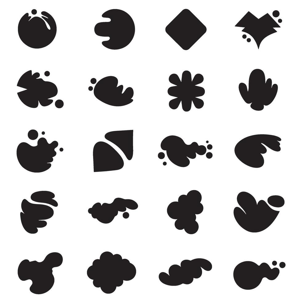 Shape set bundle featuring structured grid of abstract silhouette elements for clean design vector