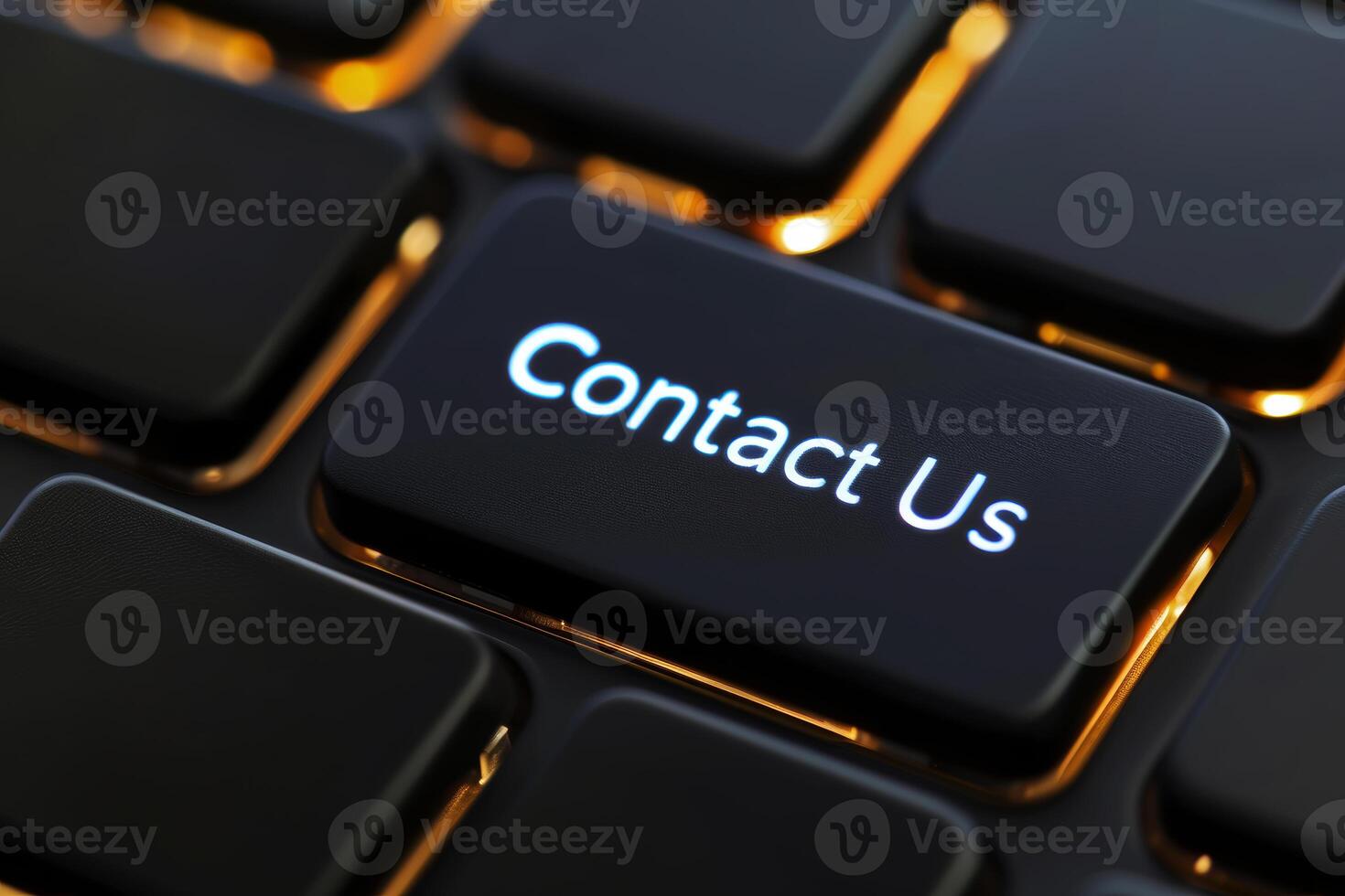 Glowing Contact Us Key on Modern Keyboard. Instant Communication Concept for Digital Media Design photo