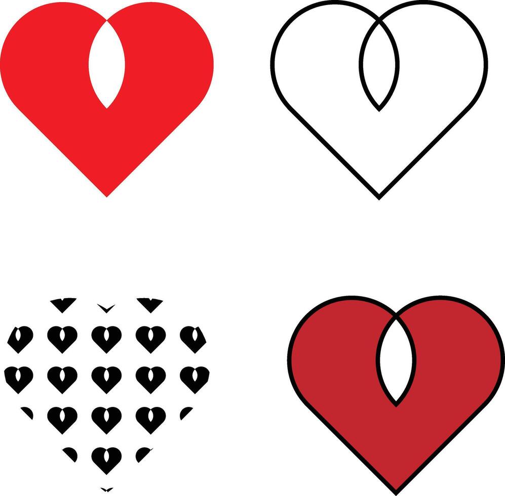 Trendy Heart Shape Bundle Minimalist Art Line Collection vector