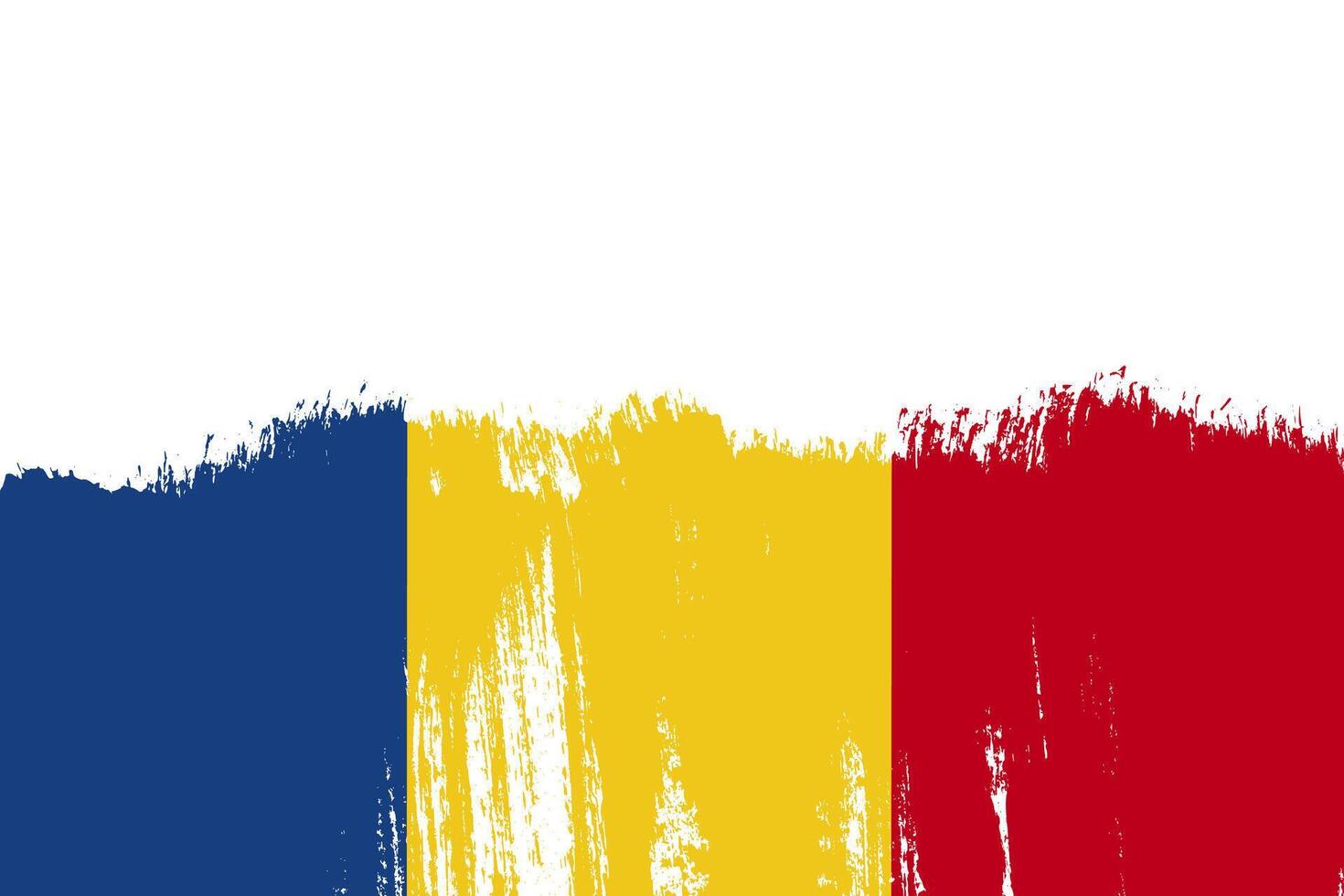 Romania grunge textured flag background with copyspace. Brush stroke Romania flag banner template. Happy Independence day of Romania backdrop vector