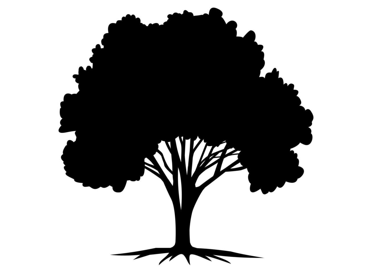 Black tree and root simple style on white background. vector
