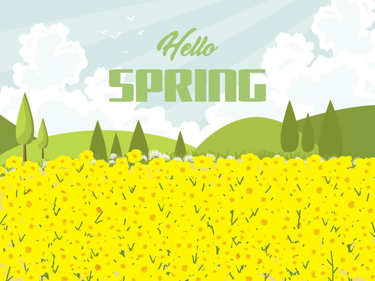Hello summer text and nature of season. vector
