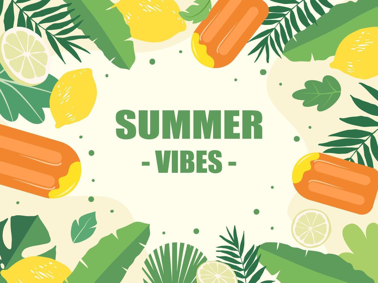 Summer vibes text and element for seasonal background or banner concept. vector