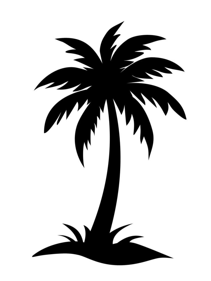 palm trees and grass silhouettes. vector