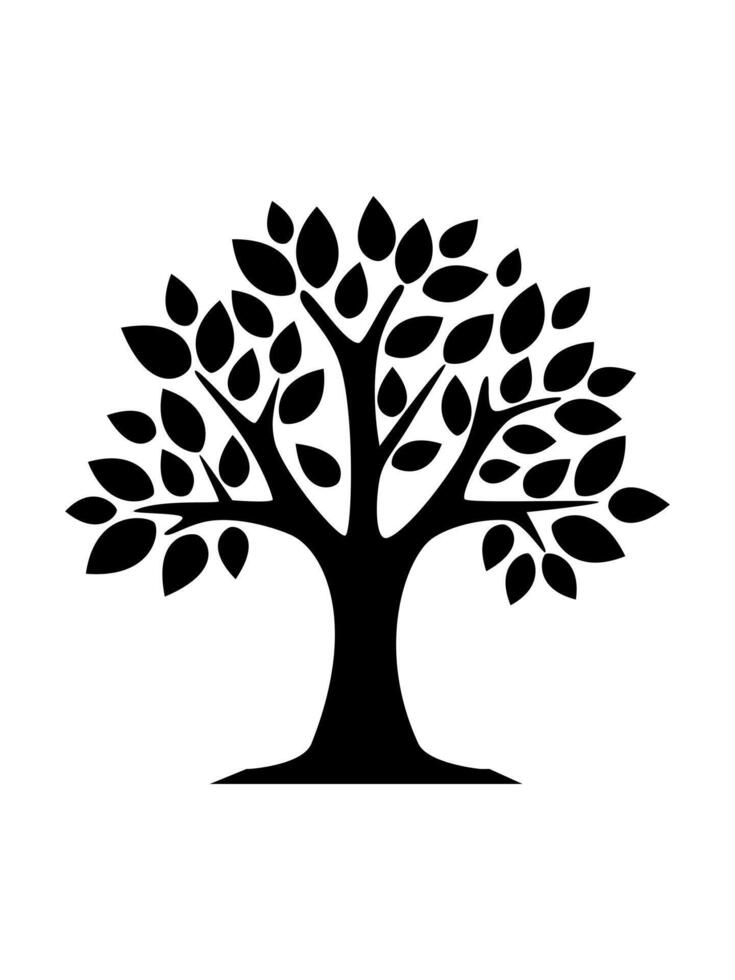 Black tree and leaves symbol or logo style. vector