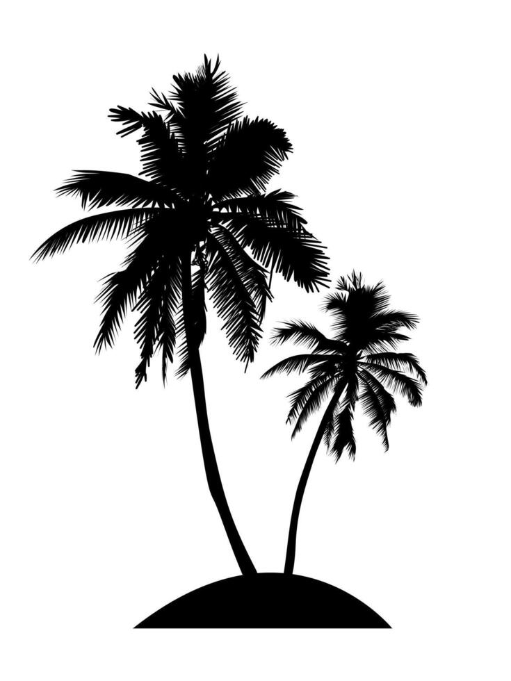 palm trees silhouettes. Hand drawn isolated illustrations style. vector