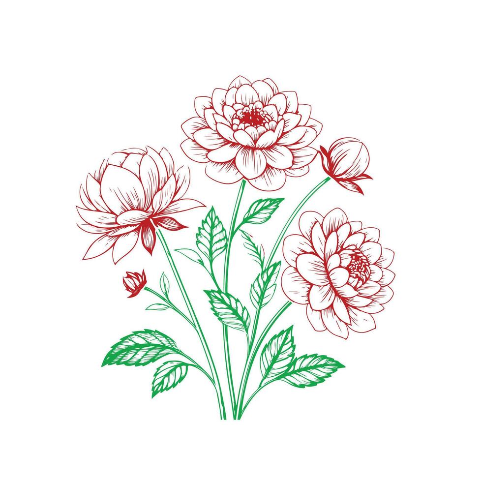 vecto illustration of a flower Vintage Botanical Vecto Art Design vector