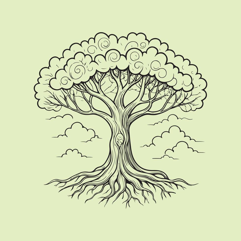 illustration of a tree Artistic Illustration of a Large Tree Silhouette vector