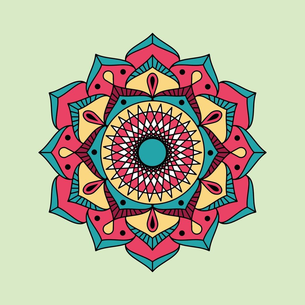Colorful Intricate Mandala Design Featuring Geometric and Symmetrical Patterns vector