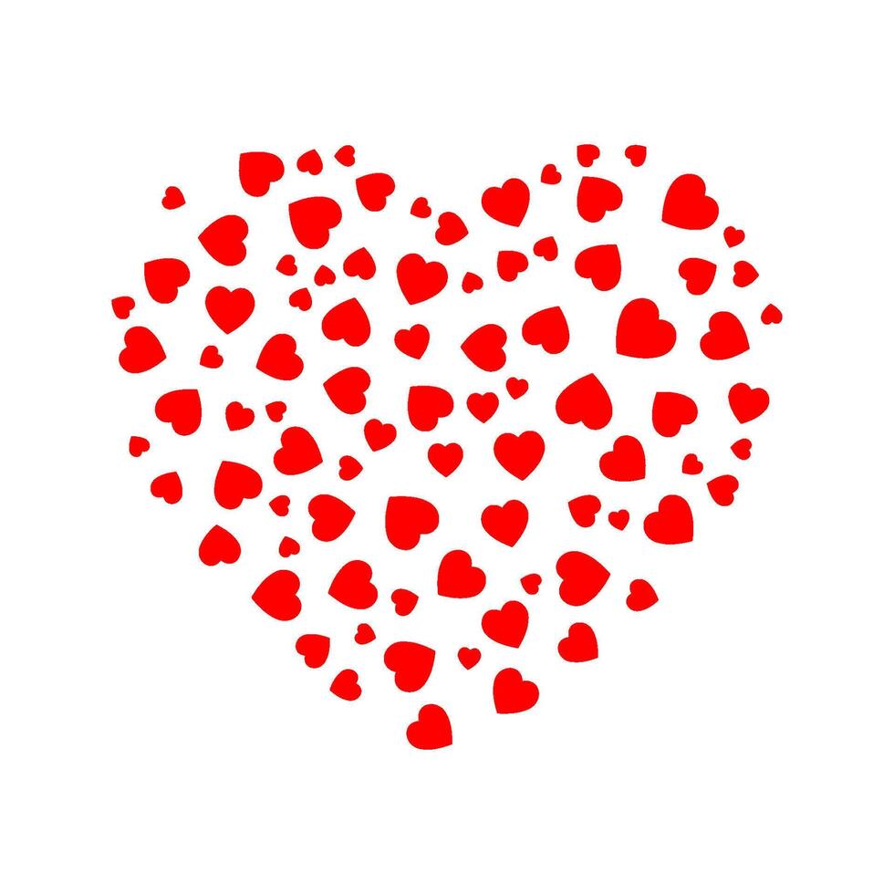 Heart shape composed of many small heart shapes. Perfect for Valentine's Day, love, romantic themed designs, or relationsip vector