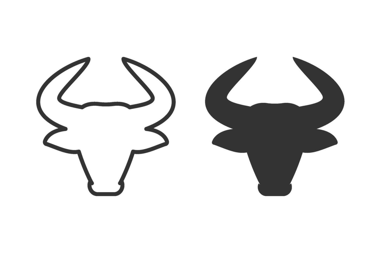 Minimalist illustration of a bull head icon. This graphic is perfect for a variety of design applications, including logos, icons, and decorative elements. Can be used for projects related to animals vector
