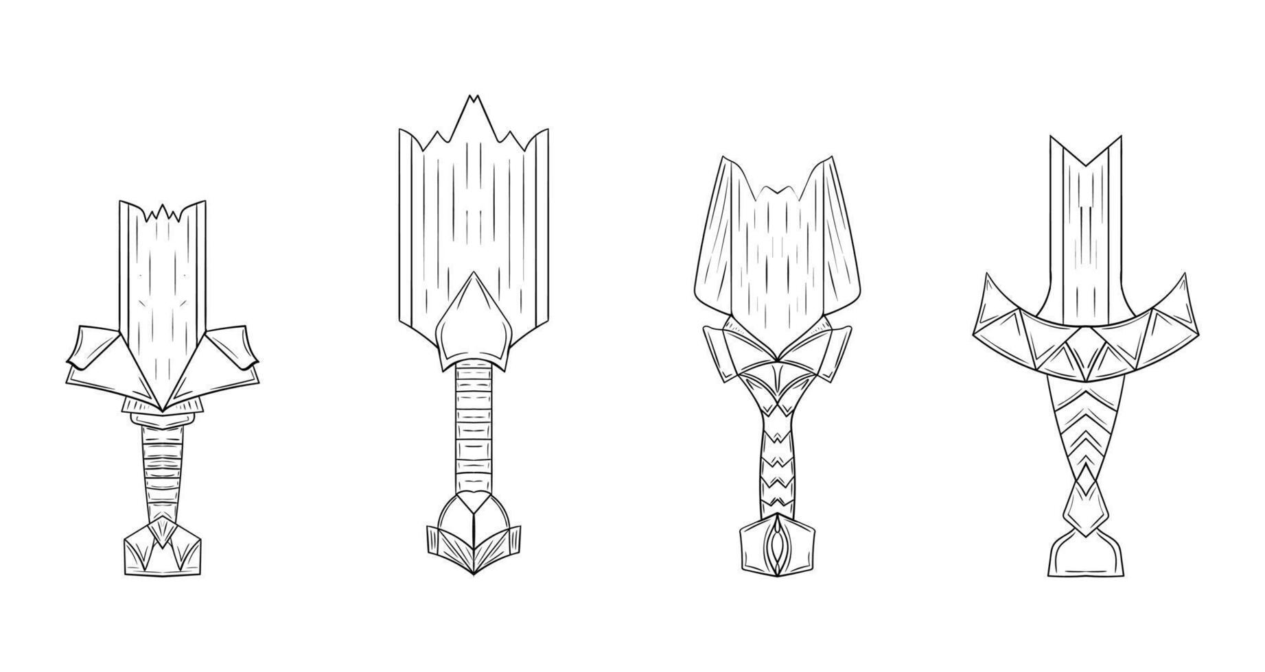 Swords set. Sword broken isolated on white background. Military sword ancient weapon design vector
