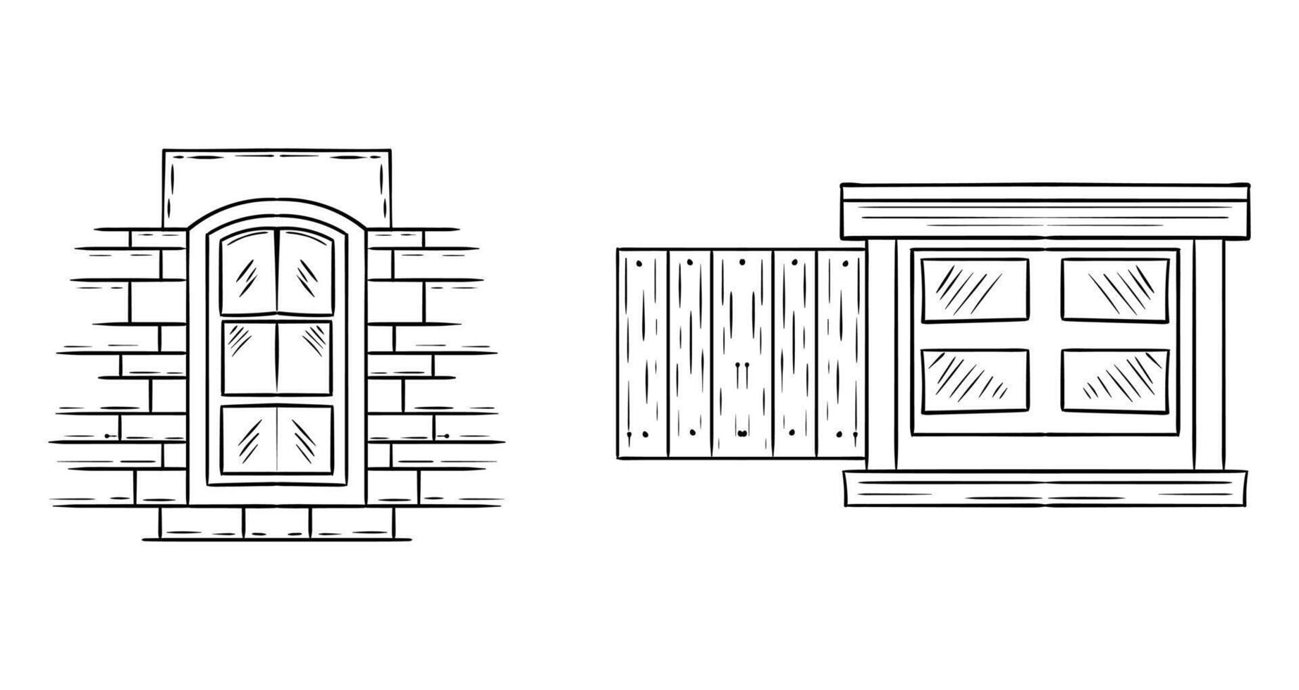 Set of windows in classic architecture style vector