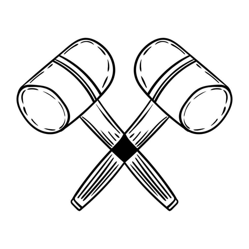 Wooden Hammer Isolated on White Background. Illustration of a Hand Tool vector