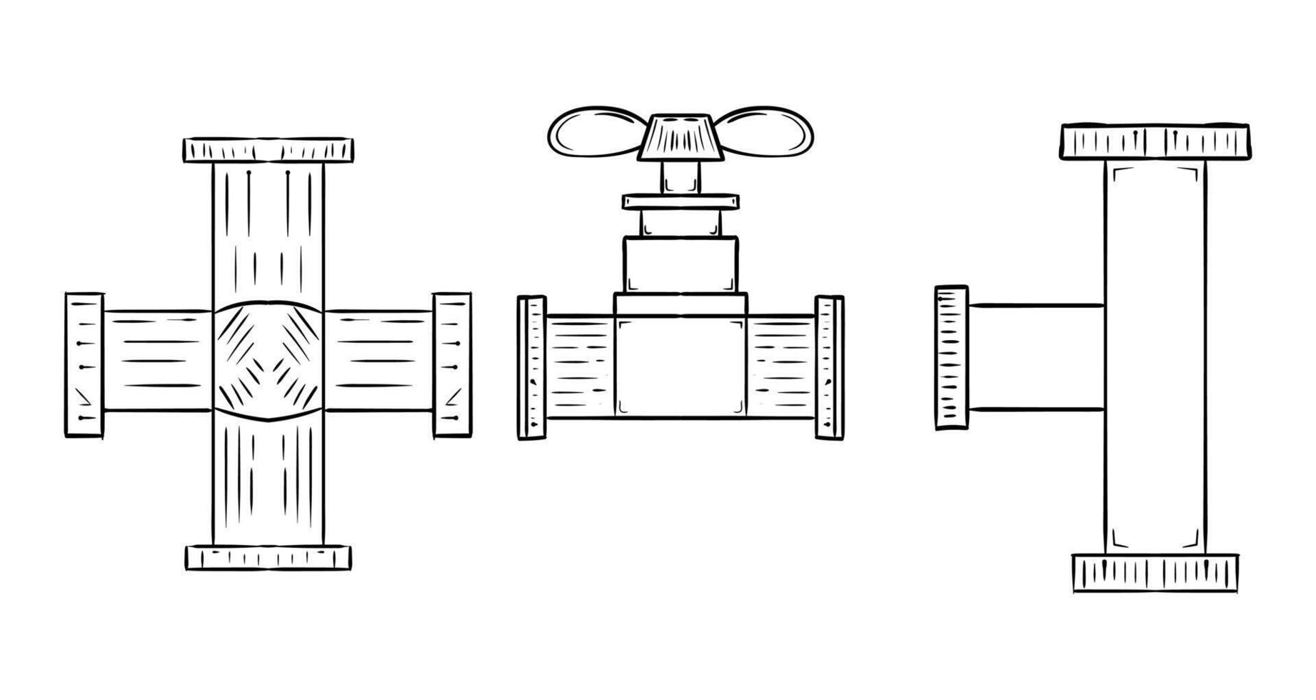 Set of water faucet and pipe. Water sign symbol illustration vector