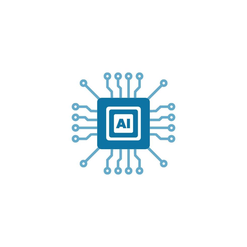 Artificial Intelligence Chip Icon Flat Illustration on Black Background vector