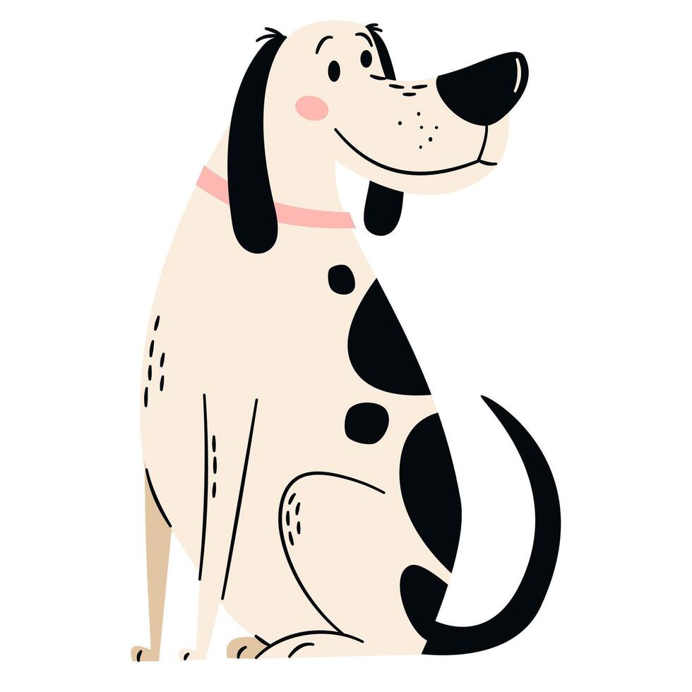 Flat illustration in a simple children's style. Cute dog on white background. Farm animals vector