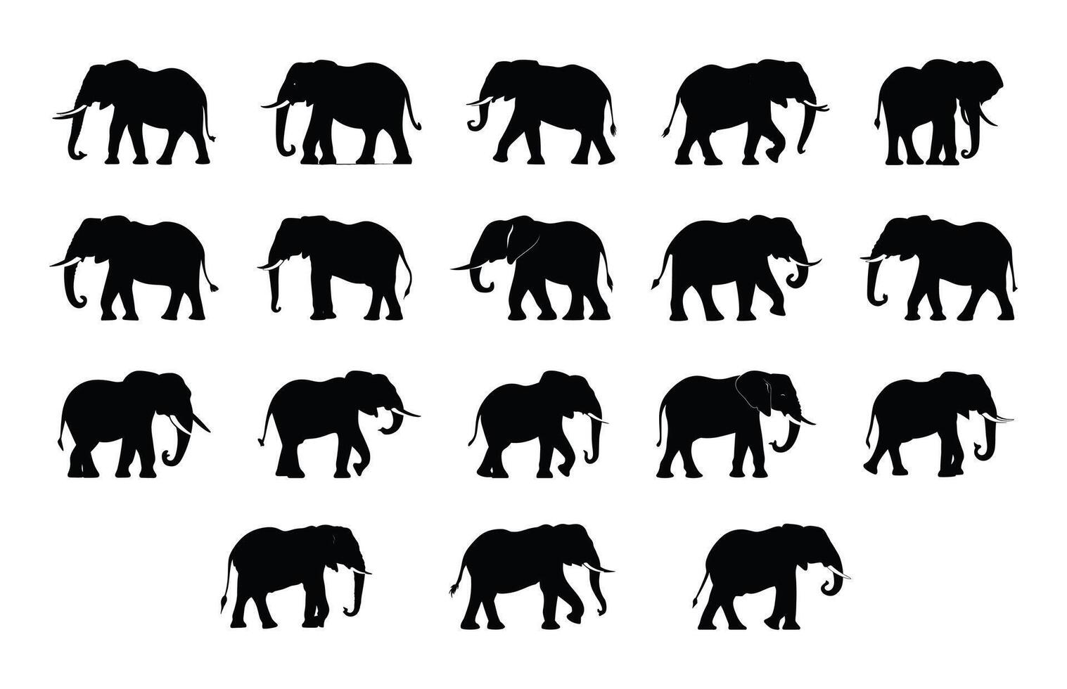 Elephant Silhouette Clipart Bundle vector