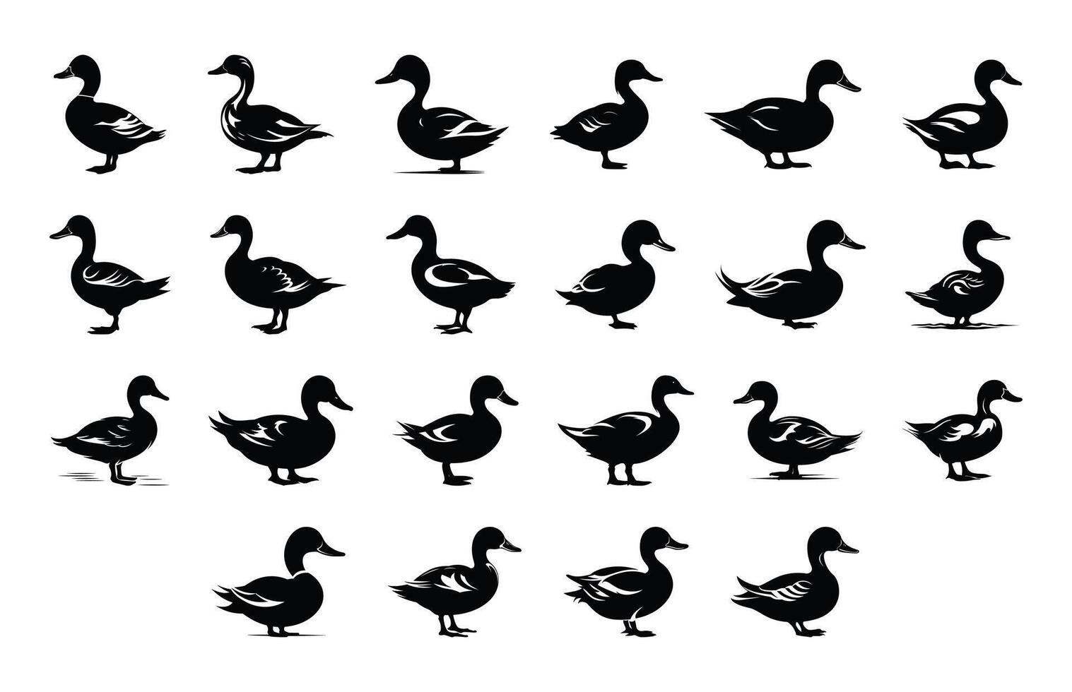 Duck Silhouette Clipart Bundle vector