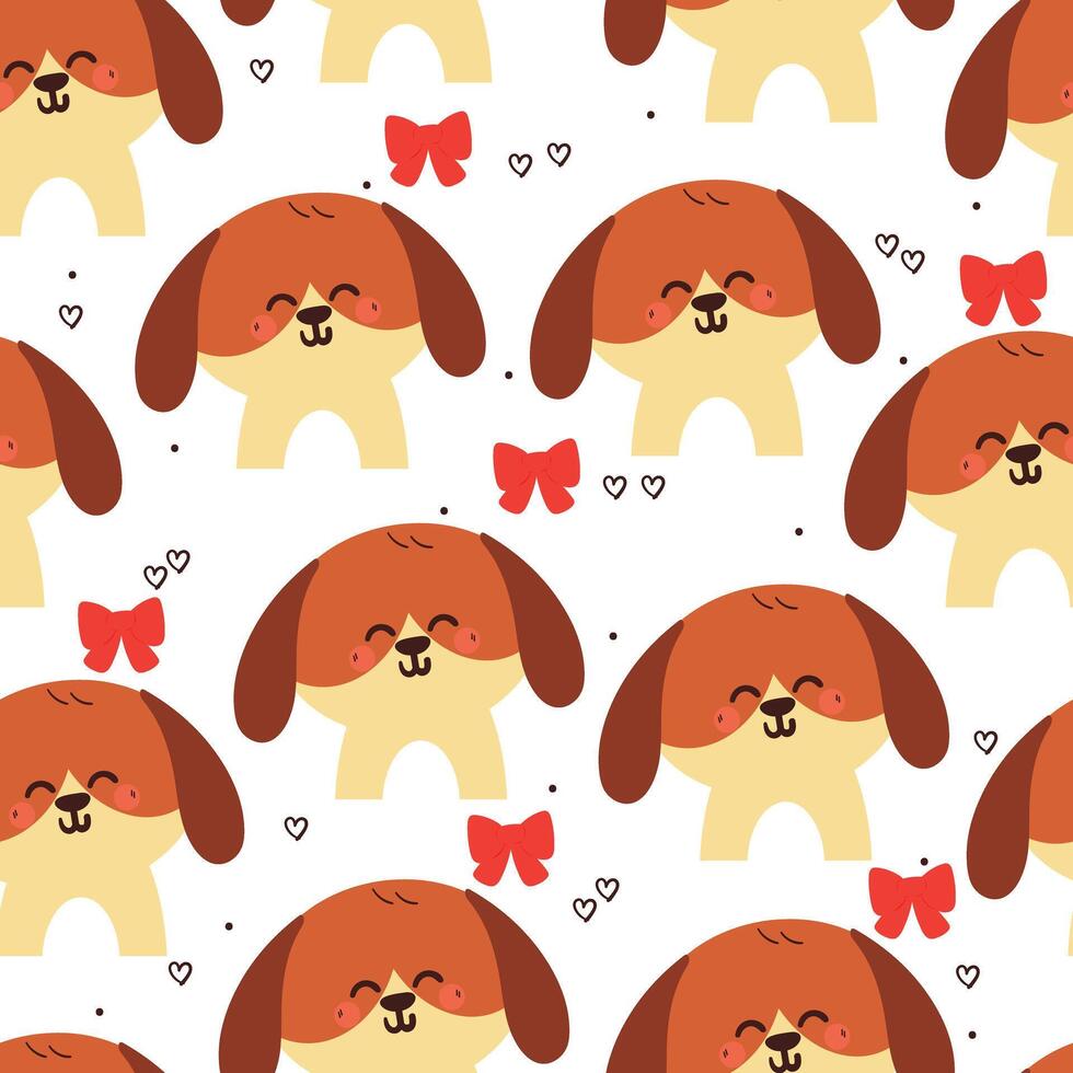 seamless pattern cute cartoon puppy with red bow. animal pattern for wallpaper, background and gift wrap paper vector