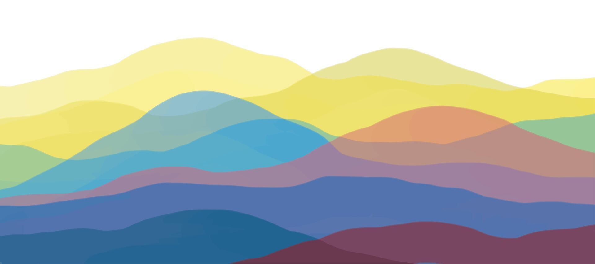 Mountain colors, translucent waves, abstract glass shapes, modern background, mountain design illustration vector