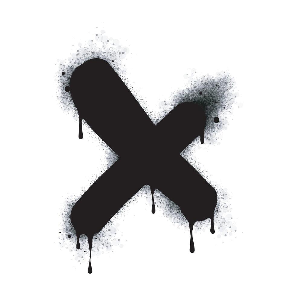 Spray Painted Graffiti x Sprayed isolated with a white background. graffiti font x with over spray in black over white. Symbol x vector