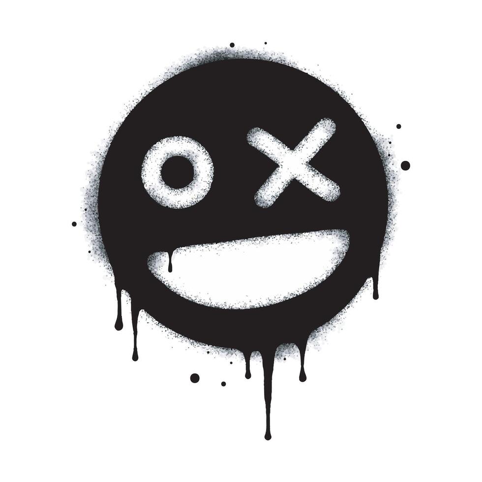 Graffiti Spray Paint Smiling face emoticon isolated on white background. emoticon illustration vector