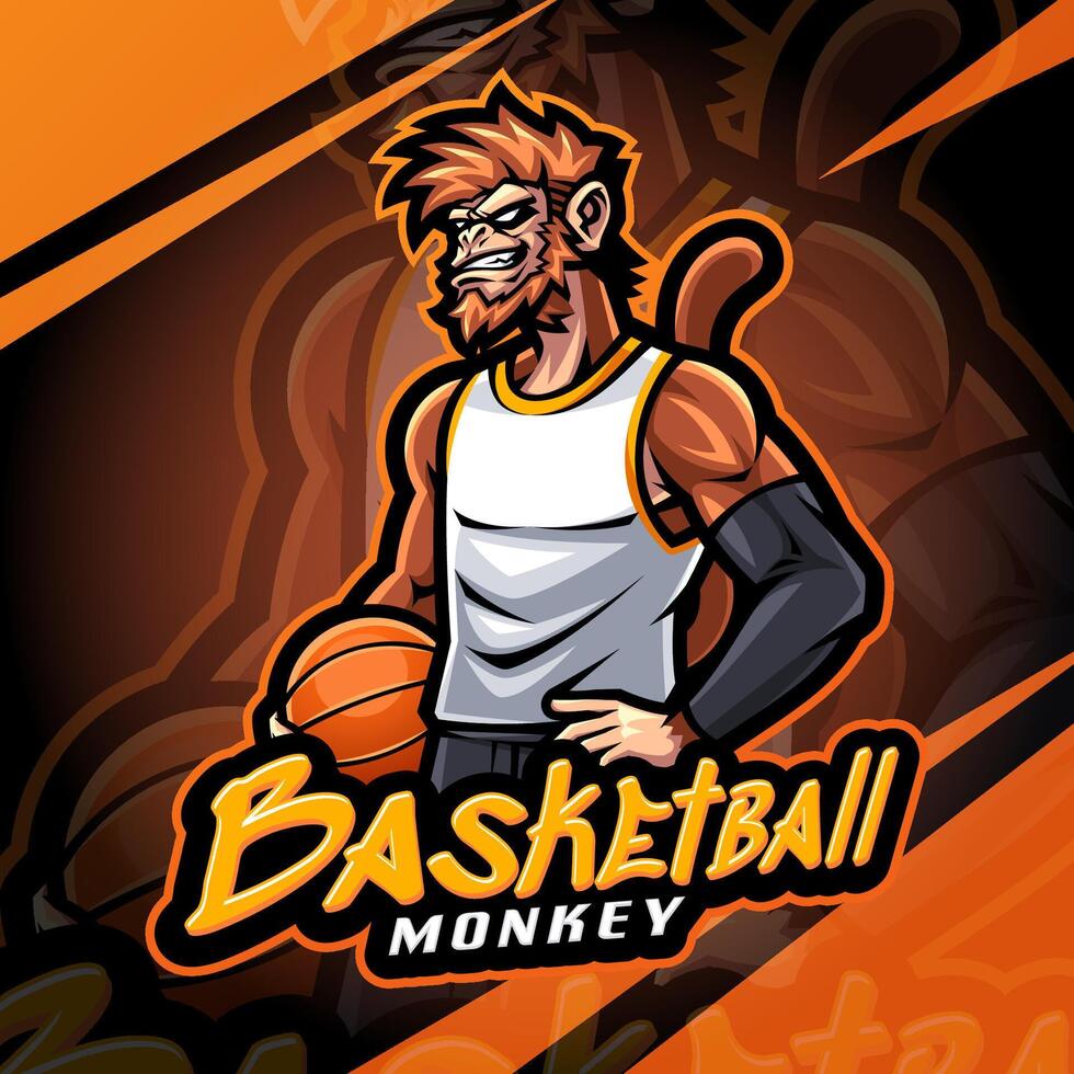 Basketball monkey esport mascot vector