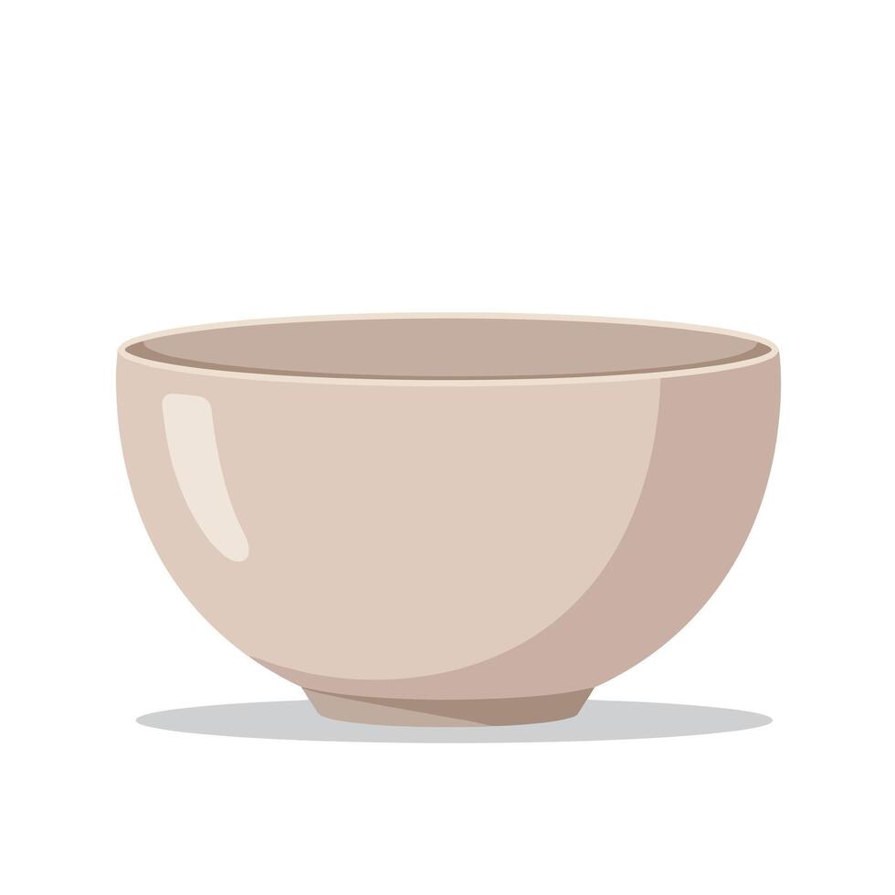 Beige ceramic bowl with simple design and smooth surface illustration for kitchenware and dining use vector
