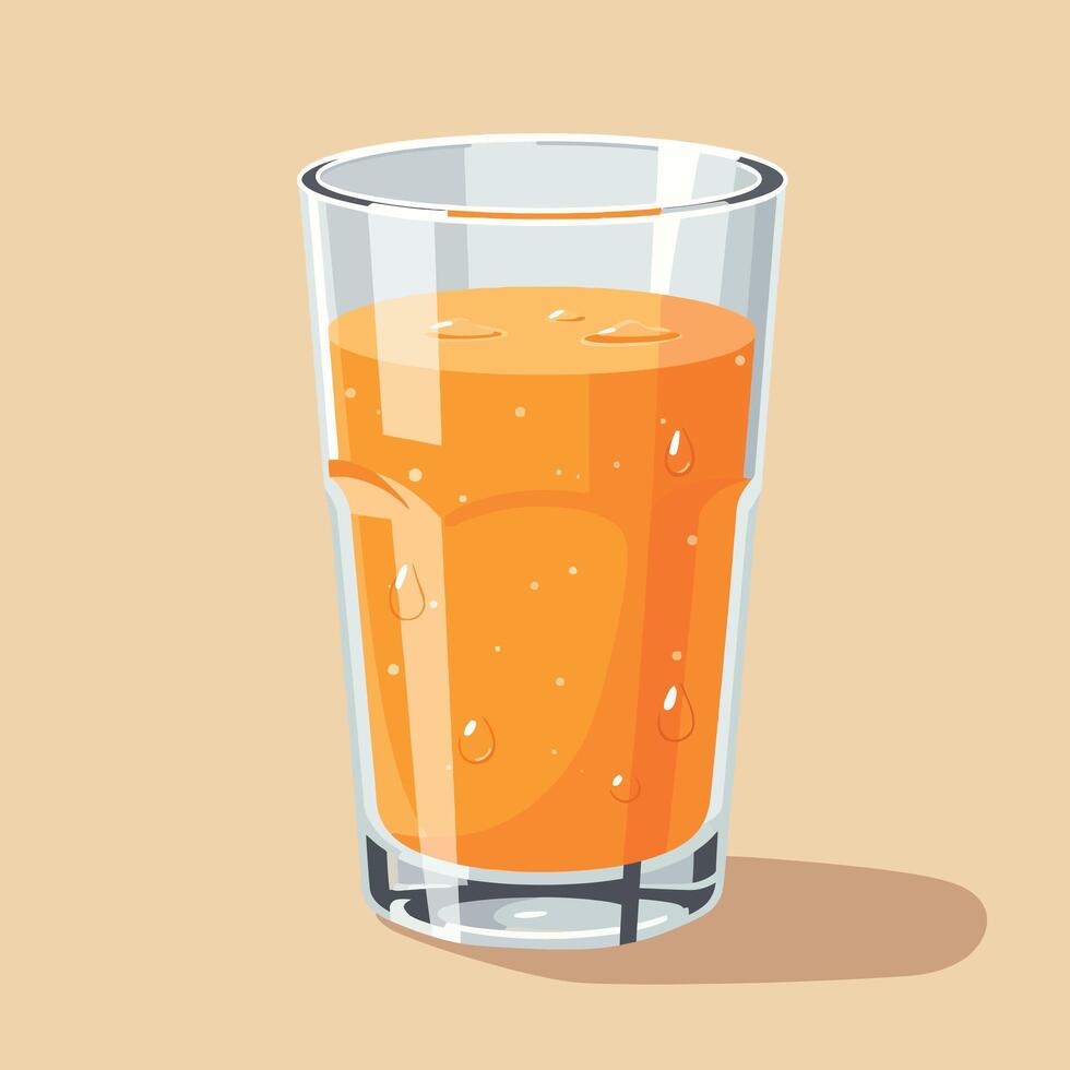 Glass of orange juice with water droplets on transparent glass illustration for refreshing beverage concept vector