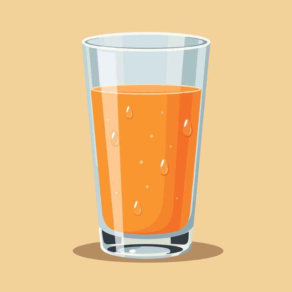 Glass of orange juice with water droplets illustration on beige background natural refreshment drink vector