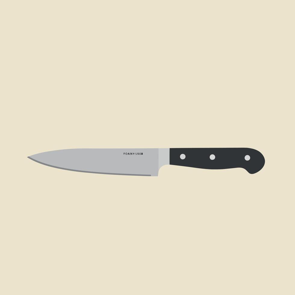 Kitchen knife with black handle and stainless steel blade illustration for cooking and food preparation tools vector