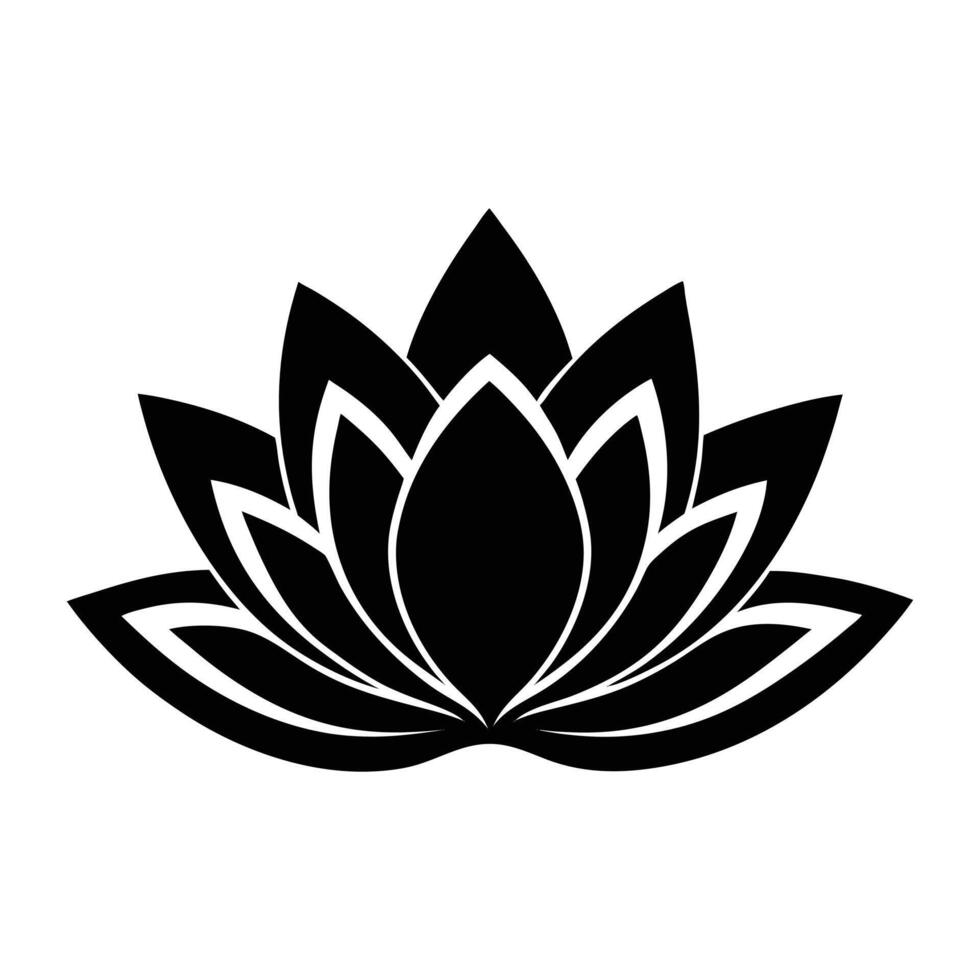 a black and white lotus flower on a white background. vector