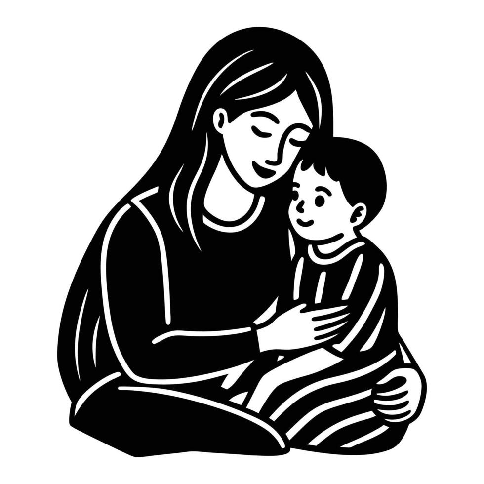 mother and child illustration. vector