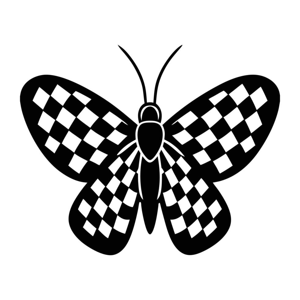 a black and white checkered butterfly on a white background vector