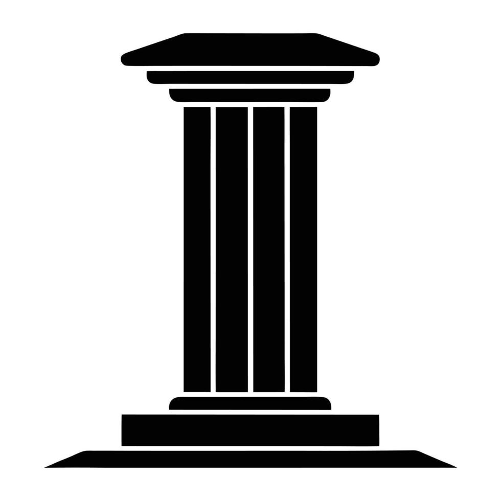 ancient column icon in black on white background vector