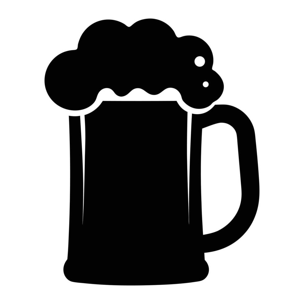 beer mug icon black silhouette on white background. vector
