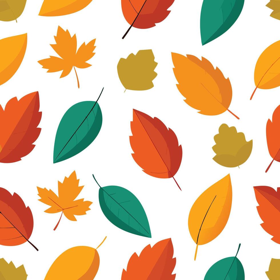 autumn leaves seamless pattern illustration vector
