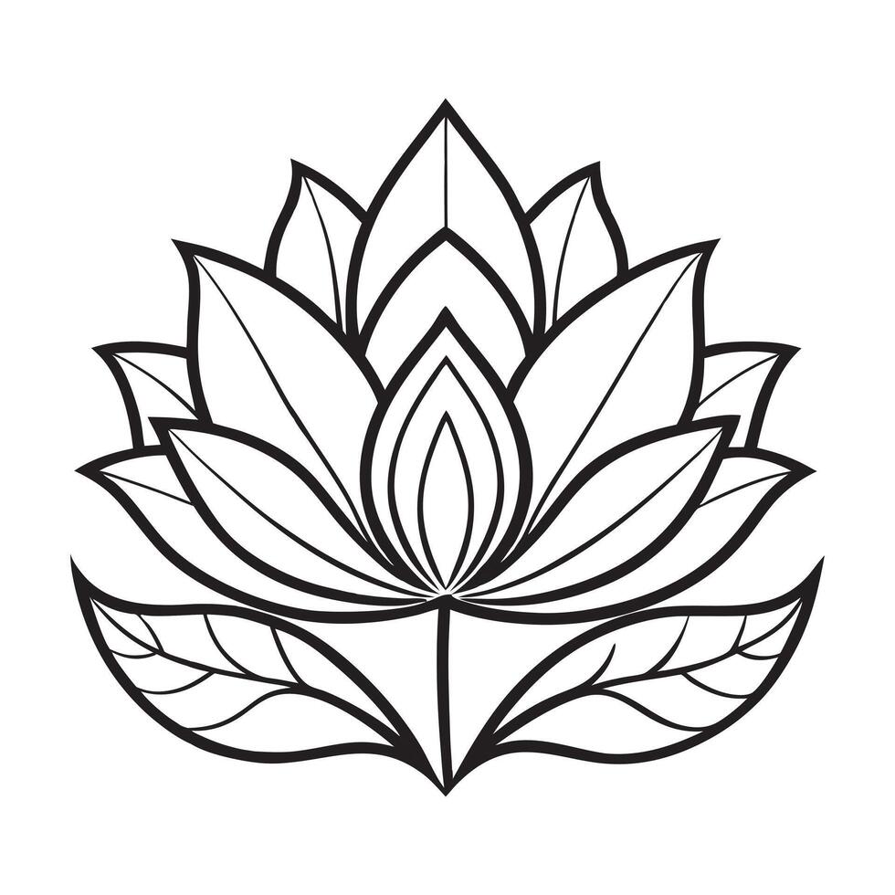 a black and white drawing of a lotus flower vector